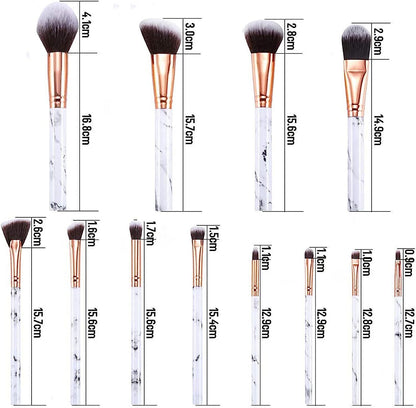 12Pcs Marble Makeup Brushes Set